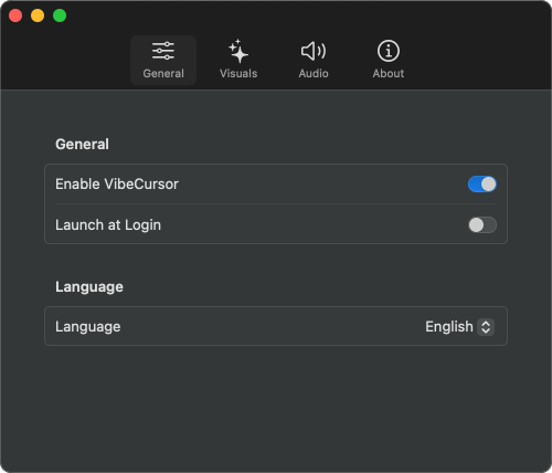 VibeCursor Menu Bar Integration